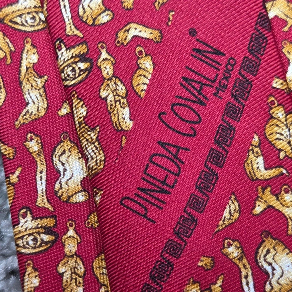 Pineda Covalin Silk Tie‎ Red Milagritos Icons of Faith Mexican Luxury
